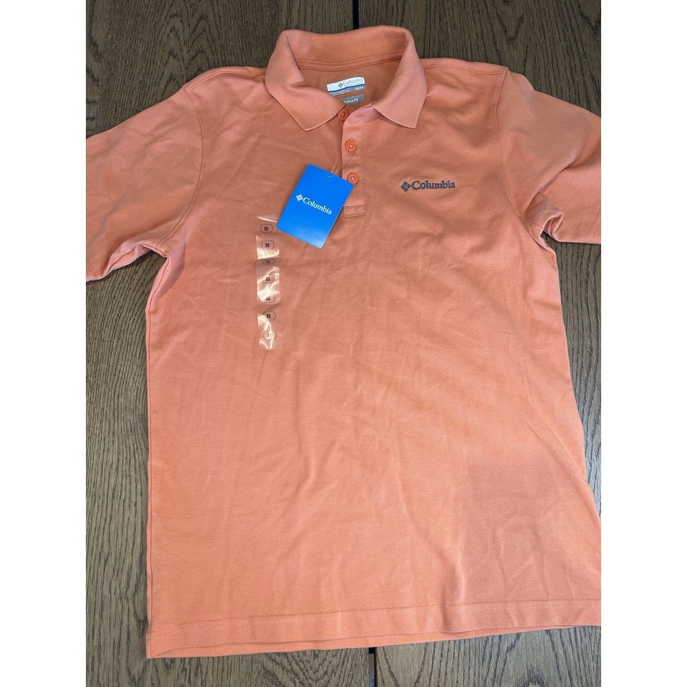 Columbia PFG Mens Performance Polo Shirt Orange Coral Color Sz XS Active Fit NWT